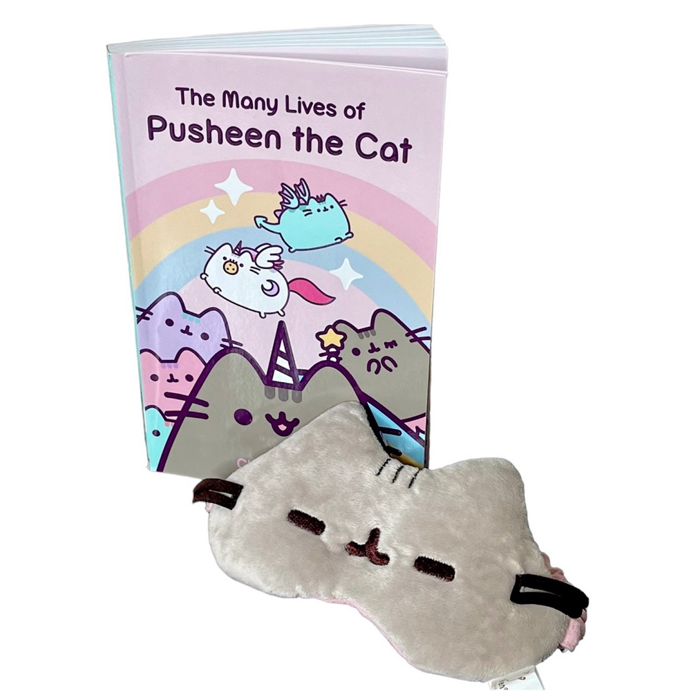 Pusheen Cat Eye Mask & Illustrated Pusheen the Cat Book Bundle Kawaii Gift Set